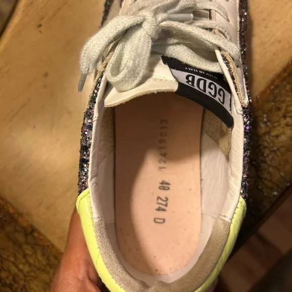 Golden Goose Multicolor Glitter Sneakers with Neon Yellow Sz 40 EUC! - Picture 11 of 15
